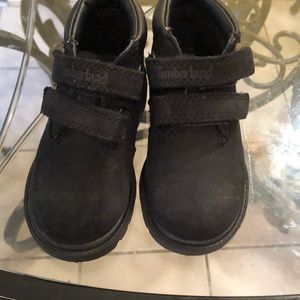 Toddler black Velcro timberland boots